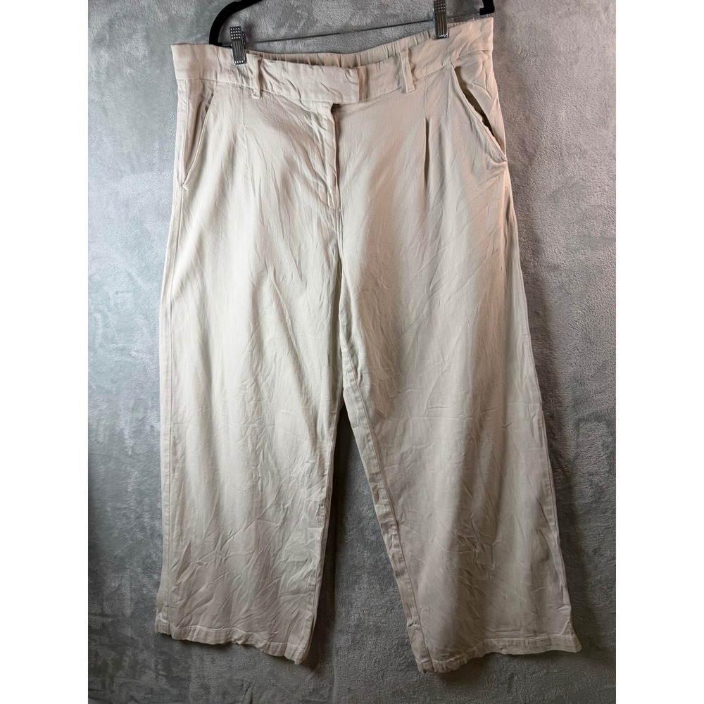 AMERICAN EAGLE Wide Leg Pants Womens 16 Cream Minimalist Preppy Office Old Money